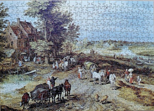 Image of the puzzle 480, White Horse, The Village, by Jan Brueghel, Complete, Picture of the Puzzle