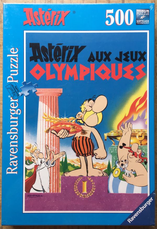 Image of the puzzle 500, Ravensburger, Asterix at the Olympic Games, by Goscinny & Uderzo, Factory Sealed, Picture of the box