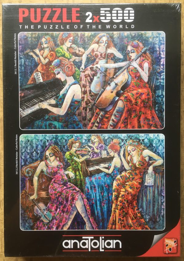Image of the puzzle 2x500, Anatolian, Colorful Notes, by Derya Yıldız, Factory Sealed, Picture of the box