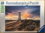 Image of the puzzle 1500, Ravensburger, Windswept Skies, Akranes Lighthouse, Iceland, by Stefan Hefele, Factory Sealed, Picture of the box
