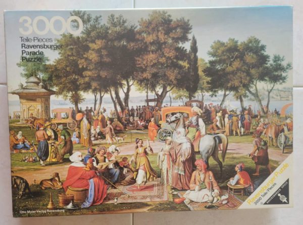 Image of the puzzle 3000, Ravensburger, Oriental Folk Scene, Wittmer, Sealed Bag, Picture of the box