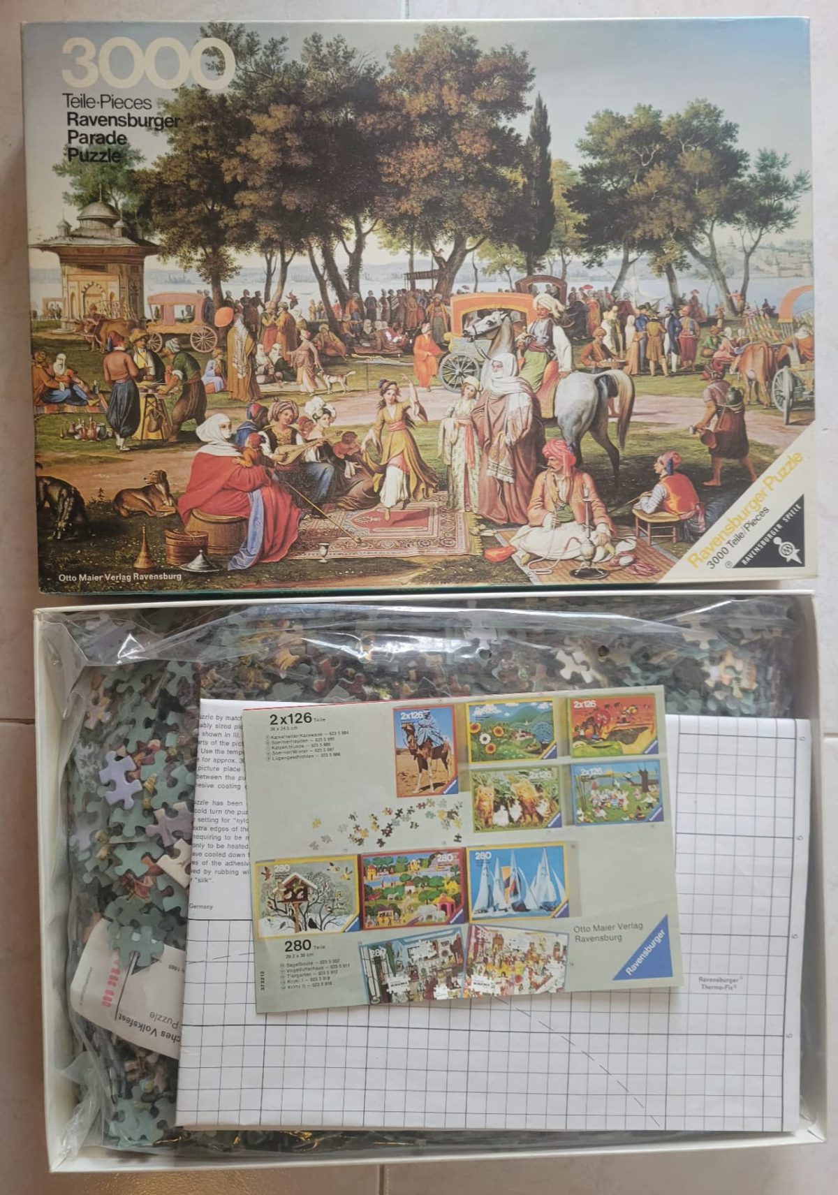 Image of the puzzle 3000, Ravensburger, Oriental Folk Scene, Wittmer, Sealed Bag, Picture of the bag