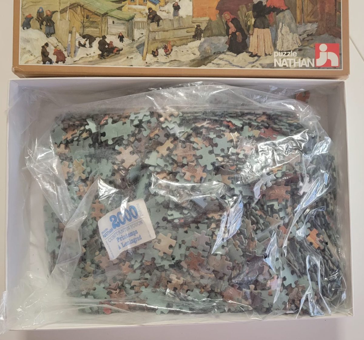 Image of the puzzle 2000, Nathan, Spring in Leningrad, by by Konstantin Yuon, Sealed Bag, Picture of the bag