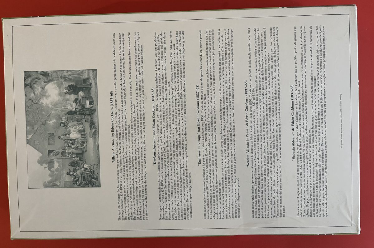 Image of the puzzle 5000, Falcon, Village Auction, Edwin Cockburn, Factory Sealed, Picture of the back