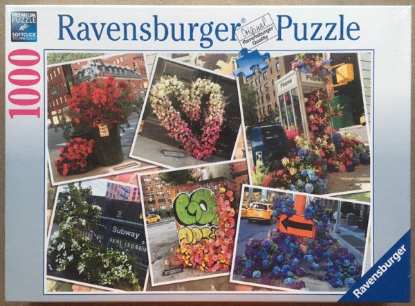 Image of the puzzle IMG_69771000, Ravensburger, NYC Flower Flash, by by Lewis Miller Design, Factory Sealed, Picture of the box