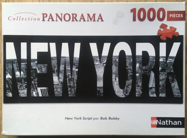 Image of the puzzle 1000, Nathan, New York Script, by Bob Bobby, Complete, Picture of the box