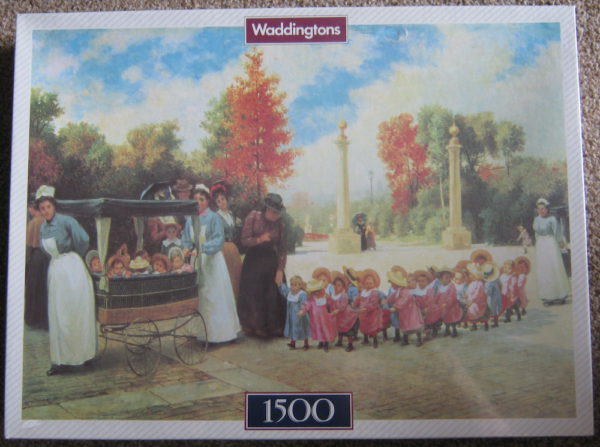 Image of the puzzle 1500, Waddingtons, Going for a Walk, Timoléon Marie Lobrichon, Factory Sealed, Picture of the box