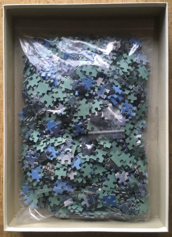 Image of the puzzle 1000, Ravensburger, Winter Atmosphere, Siegfried Eigstler, Complete, Picture of the bag