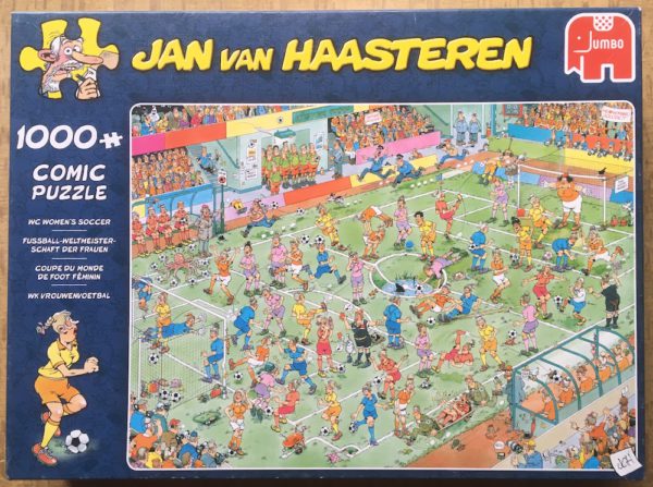 Image of the puzzle 1000, Jumbo, WC Women's Soccer, by Jan van Haasteren, Complete, Picture of the box