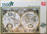 Image of the puzzle 1500, Jumbo, World Map from 1630, by Jodocus Hondius, Factory Sealed, Picture of the box