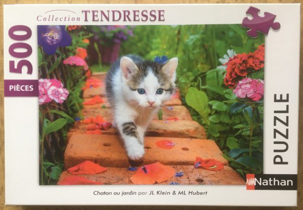 Image of the puzzle 500, Nathan, Chaton au Jardin, Klein & Hubert, Complete, Picture of the box