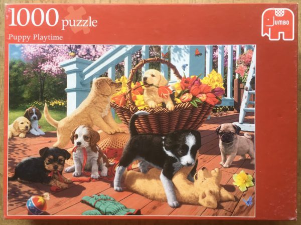 Image of the puzzle 1000, Jumbo, Puppy Playtime, by Steve Read, Complete, Picture of the box