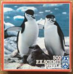 Image of the puzzle 500, F.X. Schmid, Penguins, by Tony Stone, Incomplete, Picture of the box