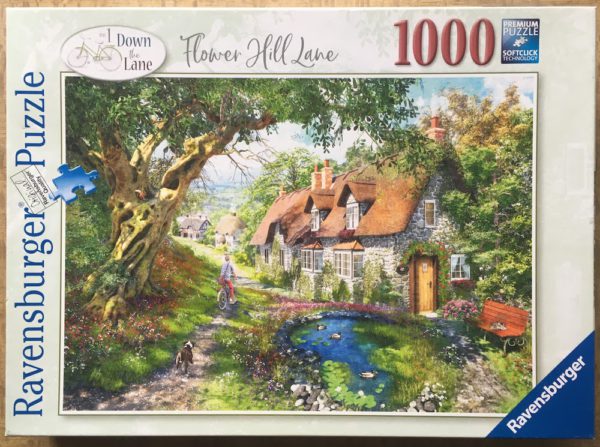 Image of the puzzle 1000, Ravensburger, Flower Hill Lane, by Dominic Davison, Complete, Picture of the box