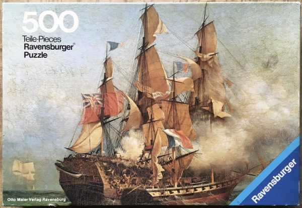 Image of the puzzle 500, Ravensburger, The "Kent" is Lost, by Ambroise Louis Garneray, Complete, Picture of the box