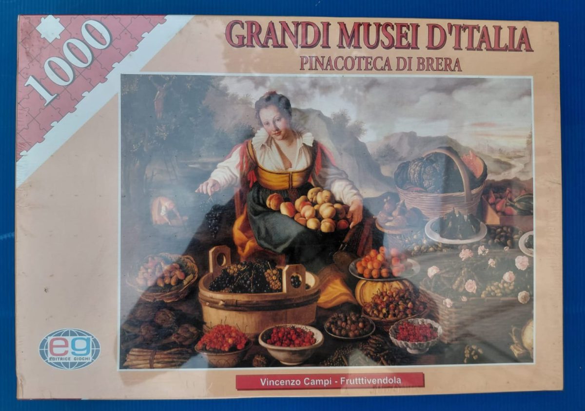 1000, Editrice Giochi, Fruttivendola, Vincenzo Campi, Factory Sealed, Listed by Vanesa Image of the puzzle 1000, Editrice Giochi, Fruttivendola, Vincenzo Campi, Factory Sealed, Picture of the box