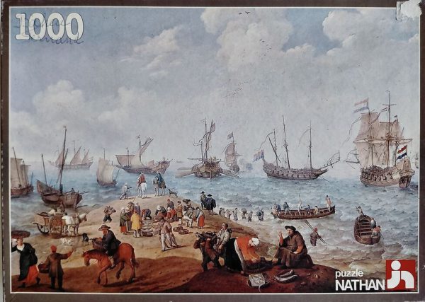 Image of the puzzle 1000, Nathan, Fishing Scene, by Willaerts, Complete, Picture of the Box