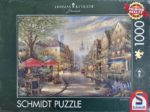 Image of the puzzle 1000, Schmidt, Munich Café, by Thomas Kinkade, Factory Sealed, Picture of the Box