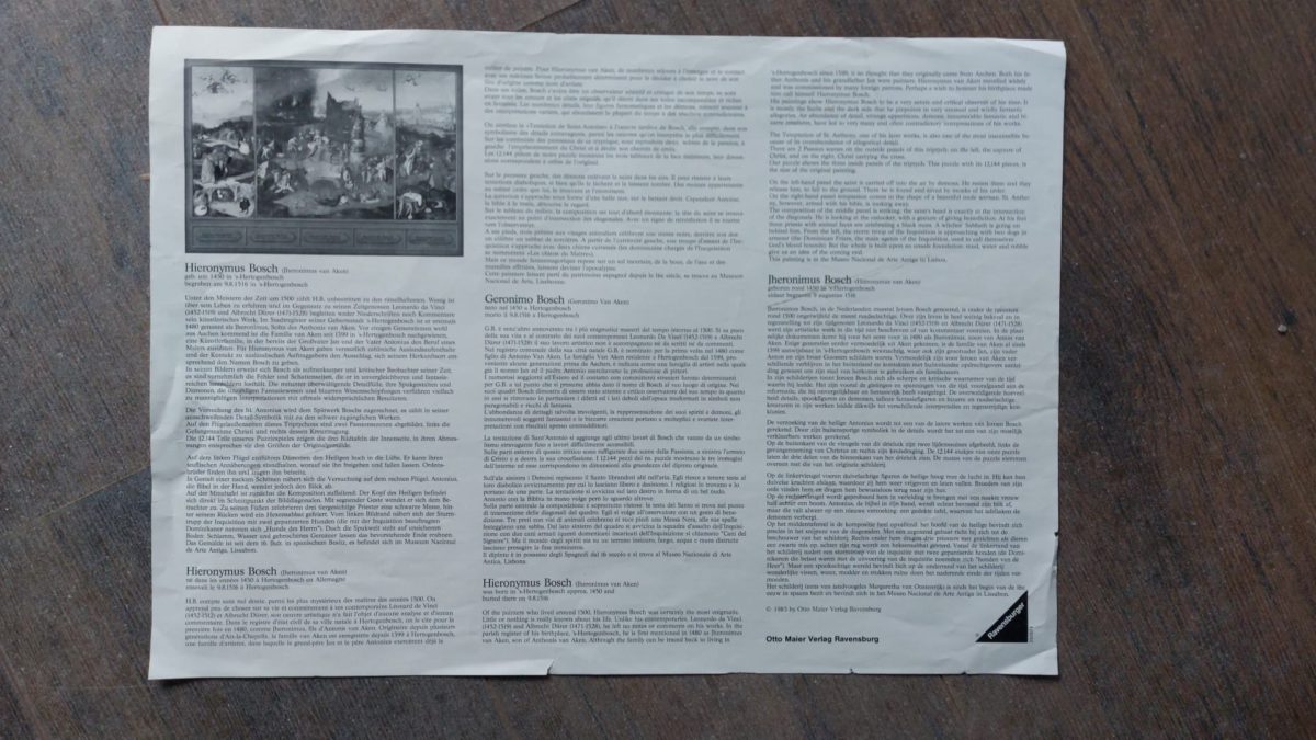 Image of the puzzle 12000, Ravensburger, The Temptation of Saint Anthony, by Hieronymus Bosch, Sealed Bag, Picture of the Box