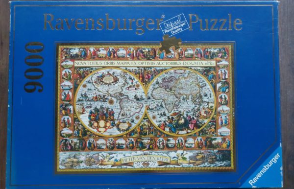 Image of the puzzle 9000, Ravensburger, Big World Map 1611, by Pieter van den Keere, Sealed Bag, Picture of the box