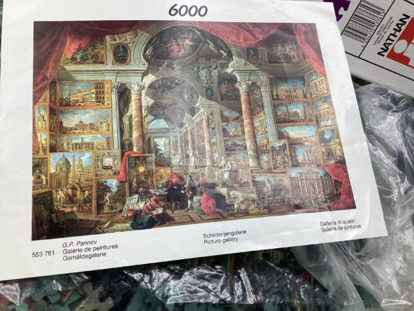 Image of the puzzle 6000, Nathan, Picture Gallery, Panini, Sealed Bag, Picture of the contents
