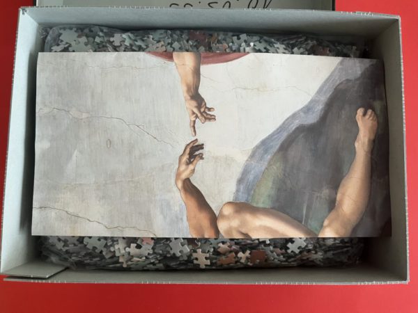Image of the puzzle 12000, Ravensburger, The Creation of Adam, by Michelangelo, Sealed Bag, Picture of the contents