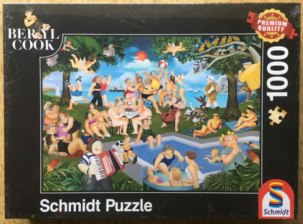 Image of the puzzle 1000, Schmidt, Good Times, by Beryl Cook, Factory Sealed, Picture of the box