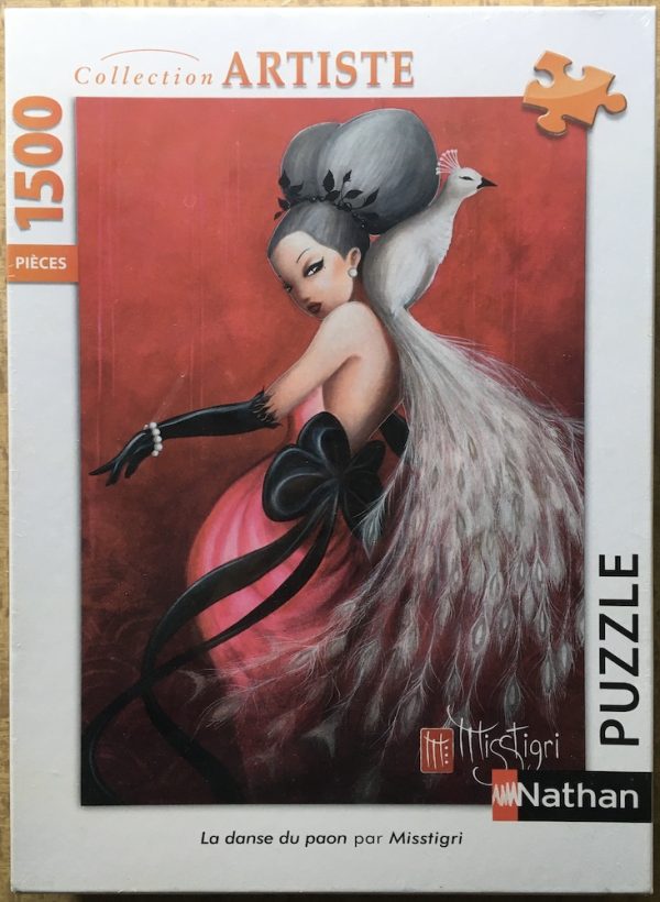 Image of the puzzle 1500, Nathan, La Danse du Paon, Misstigri, Factory Sealed, Picture of the box