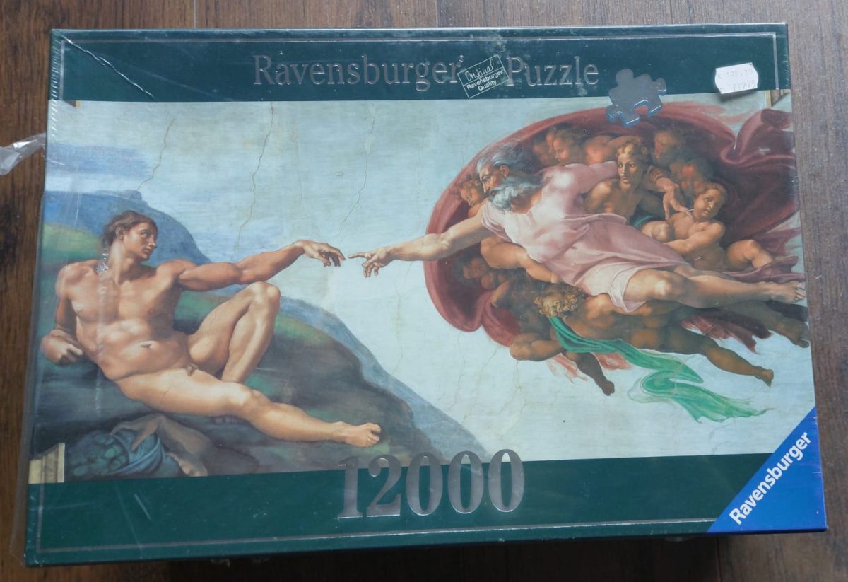 Image of the puzzle 12000, Ravensburger, The Creation of Adam, by Michelangelo, Factory Sealed, Picture of the box