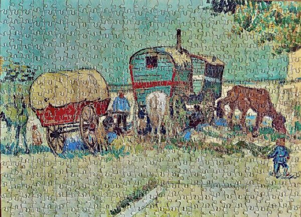 Image of the puzzle 500, Nathan, Les Roulottes, by Vincent van Gogh, Complete, Picture of the Puzzle