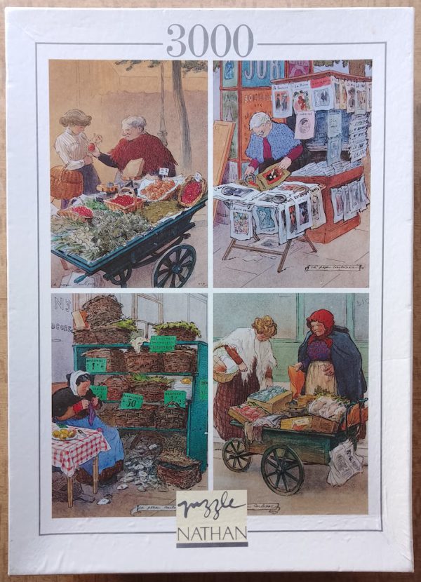 Image of the puzzle 3000, Nathan, Merchants of Yesteryear, Complete, Picture of the box