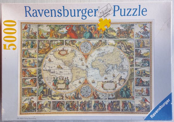 Image of the puzzle 5000, Ravensburger, Historical Map of the World, Sealed Bag, Picture of the box