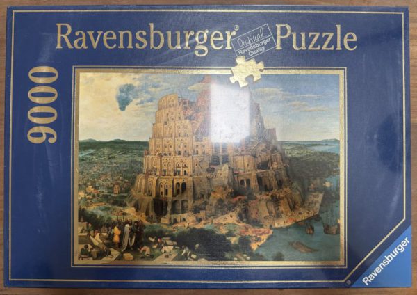 Image of the puzzle 9000, Ravensburger, The Tower of Babel, by Pieter Bruegel the Elder, Factory Sealed, Picture of the box