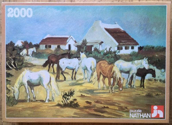 Image of the puzzle 2000, Nathan, Horses in the Camargue, by Yves Brayer, Complete, Picture of the box