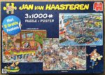 Image of the puzzle 3x1000, Jumbo, Chinese New Year & The Puzzle Factory & Seaport, by Jan van Haasteren, Complete, Picture of the box