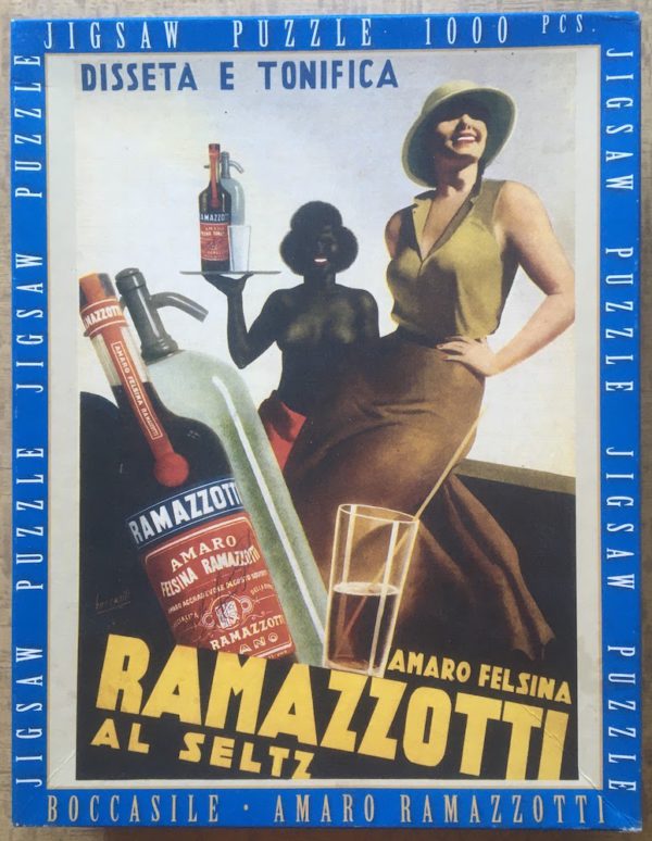 Image of the puzzle 1000, Impronte Edizioni, Amaro Ramazzotti, by Gino Boccasile, Complete, Picture of the box