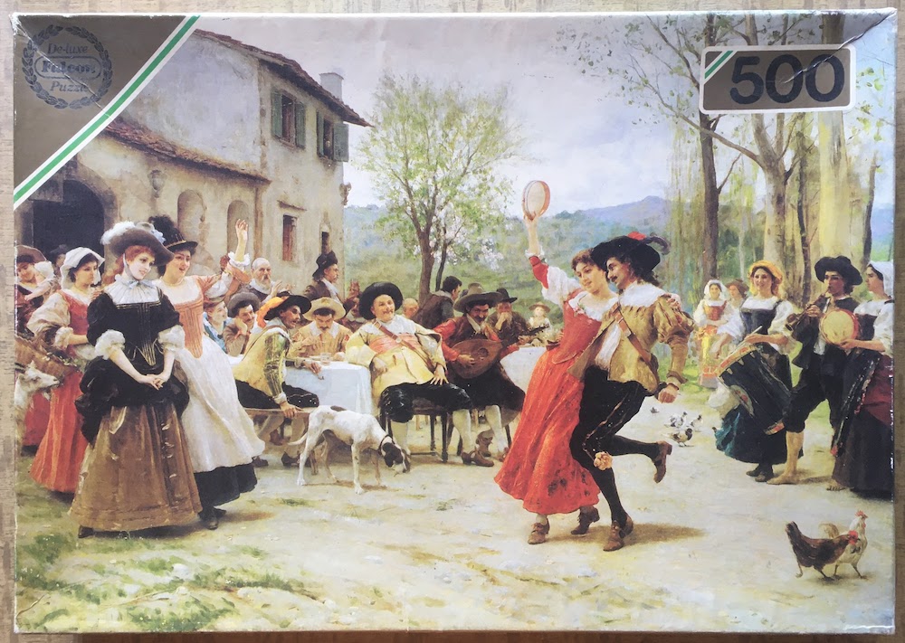 500, Falcon, Silks and Satins at the Wedding Dance, by Federico Andreotti, Complete, 2025-08-25 Image of the puzzle 500, Falcon, Silks and Satins at the Wedding Dance, by Federico Andreotti, Complete, Picture of the box