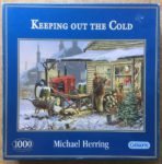 Image of the puzzle 1000, Gibsons, Keeping Out the Cold, by Michael Herring, Complete, Picture of the box