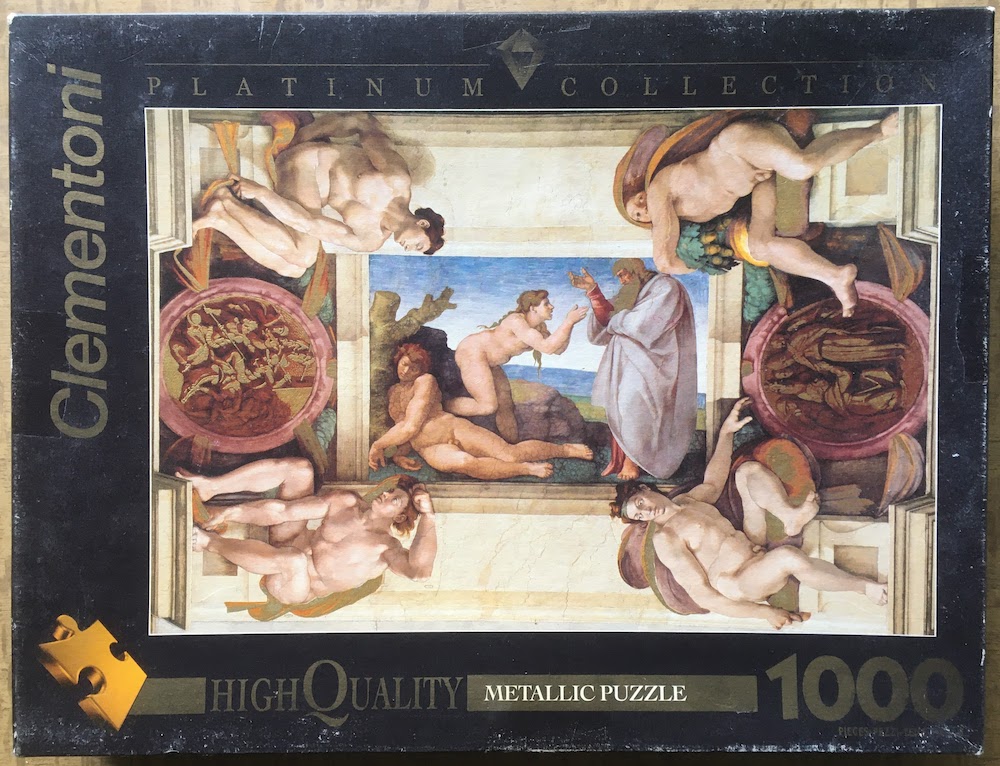 1000, Clementoni, The Creation of Eve, Michelangelo, Complete, 2025-09-16 Image of the puzzle 1000, Clementoni, The Creation of Eve, Michelangelo, Complete, Picture of the box