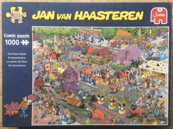 Image of the puzzle 1000, Jumbo, The Flower Parade, by Jan van Haasterern, Complete, Picture of the box