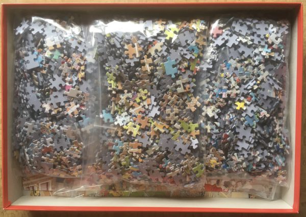 Image of the puzzle 3x1000, Jumbo, Olympics & New York Marathon & United Europe, by Jan van Haasteren, Complete, Picture of the bag