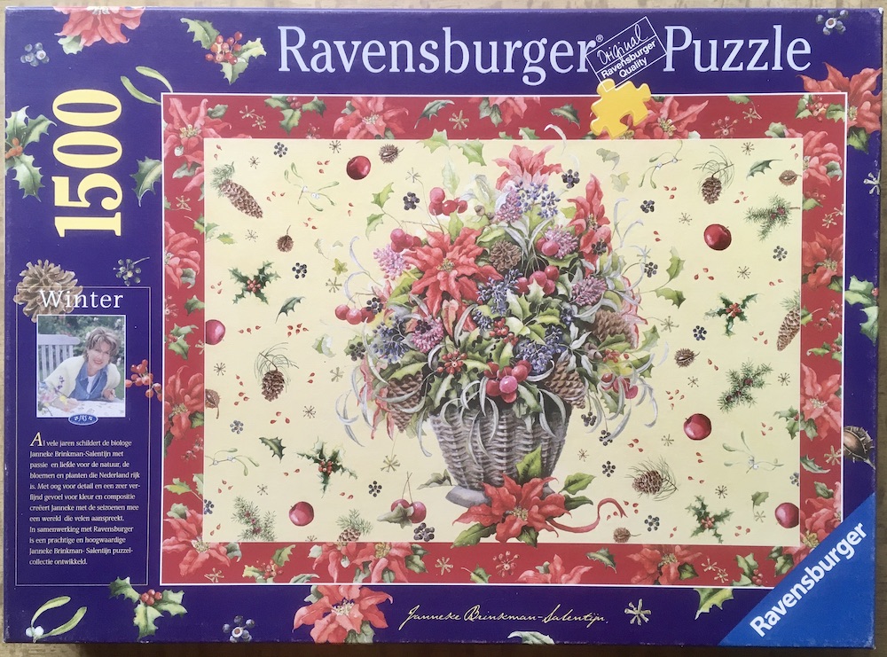 1500, Ravensburger, Winter, by Janneke Brinkman-Salentijn, Complete, 2025-10-17 Image of the puzzle 1500, Ravensburger, Winter, by Janneke Brinkman-Salentijn, Complete, Picture of the box