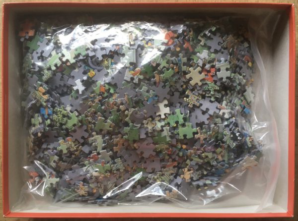 Image of the puzzle 1500, Jumbo, Farm Visit, Jan van Haasteren, Complete, Picture of the bag