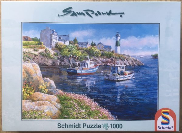 Image of the puzzle 1000, Schmidt, By the Lighthouse, Sam Park, Complete, Picture of the box