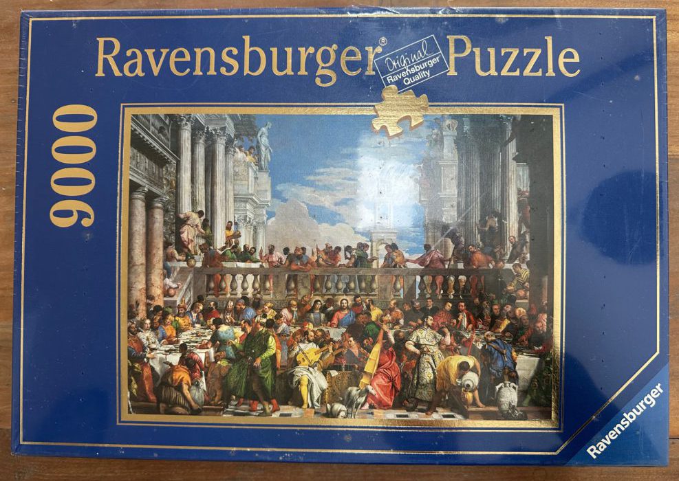 9000, Ravensburger, The Wedding Feast at Cana, by Paolo Veronese, Factory Sealed, Listed by Davey Image of the puzzle 9000, Ravensburger, The Wedding Feast at Cana, by Paolo Veronese, Factory Sealed, Picture of the box