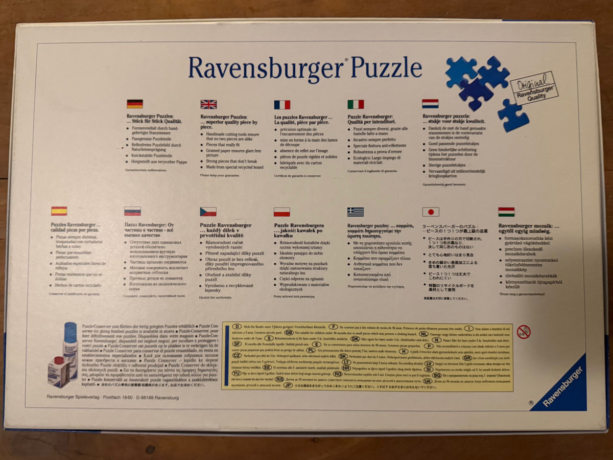 Image of the puzzle 5000, Ravensburger, Views of Modern Rome, Panini, Sealed Bag, Picture of the back