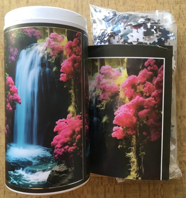 Image of the puzzle 1000, Avec, Waterfall, Complete, Picture of the contents