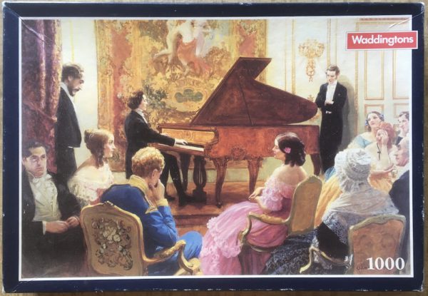 Image of the puzzle 1000, Waddingtons, The Piano Recital, by Edmund G. Oakdale, Complete, Picture of the box