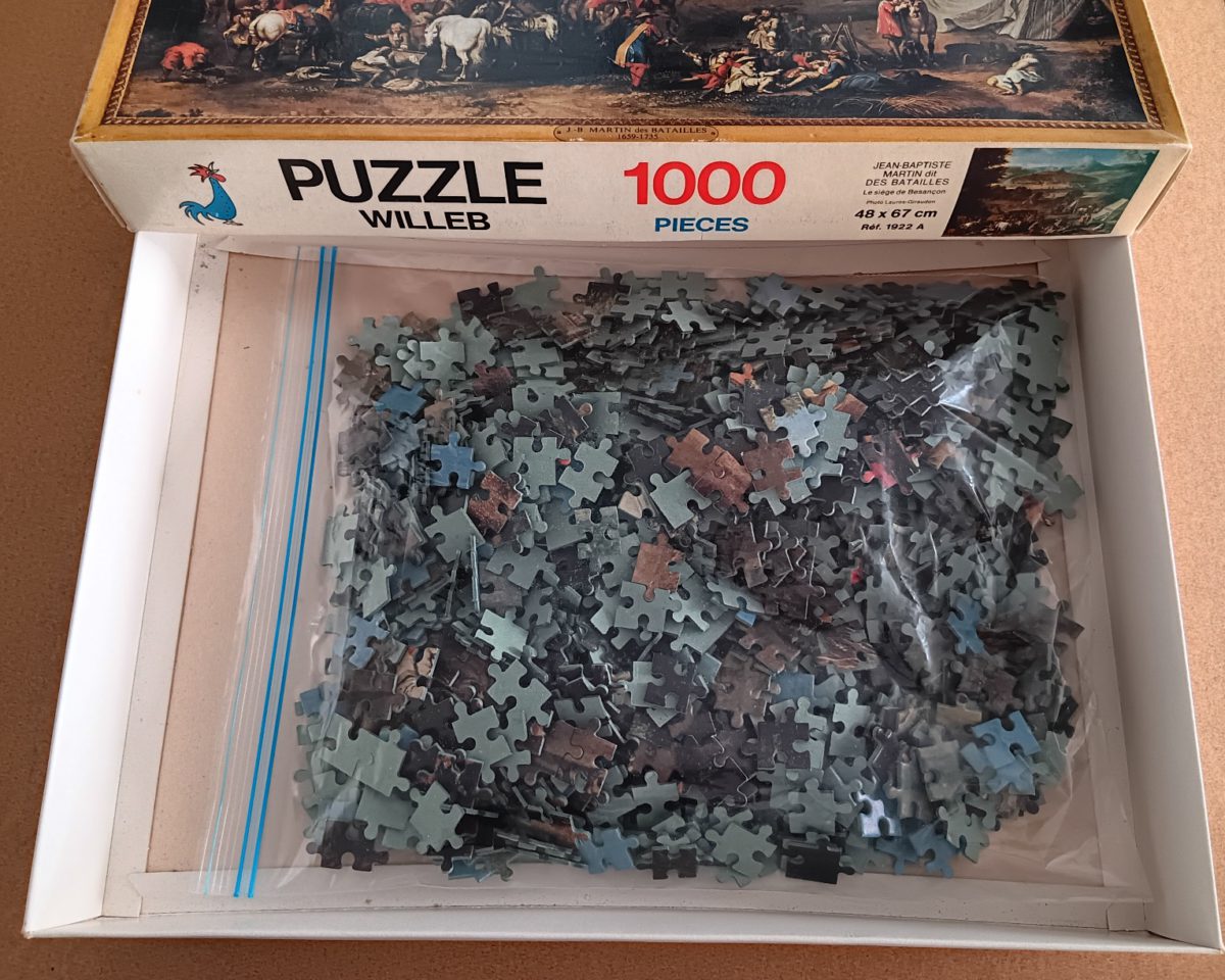 Image of the puzzle 1000, Willeb, The Siege of Besançon, by Martin des Batailles, Complete, Picture of the Bag