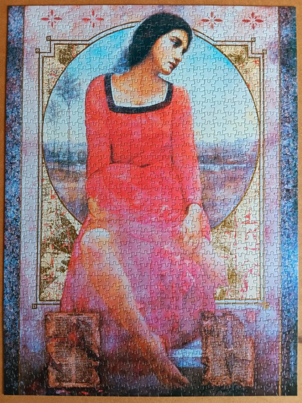 Image of the puzzle 1000, MB, Donna Velata, by Richard Franklin, Complete, Picture of the Assembled Puzzle